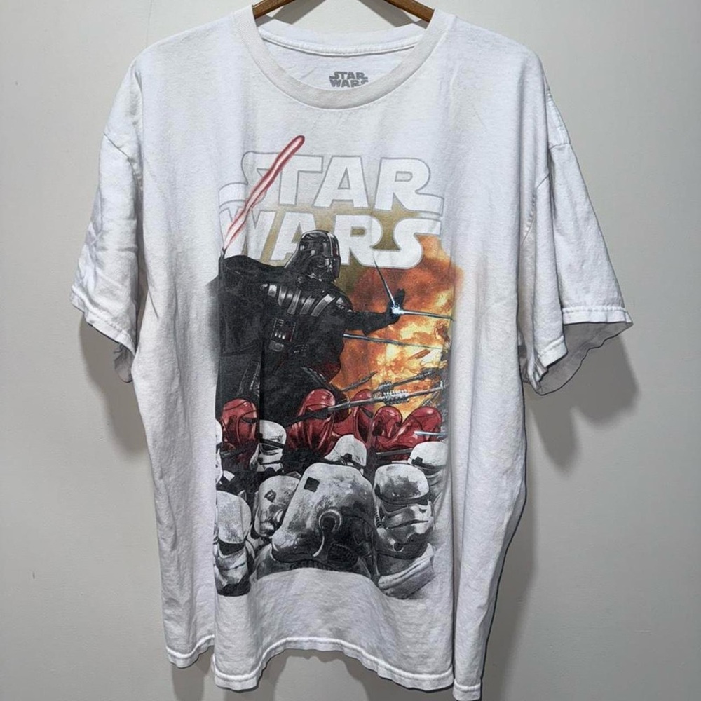 Star Wars White Graphic Tee with Darth Vader